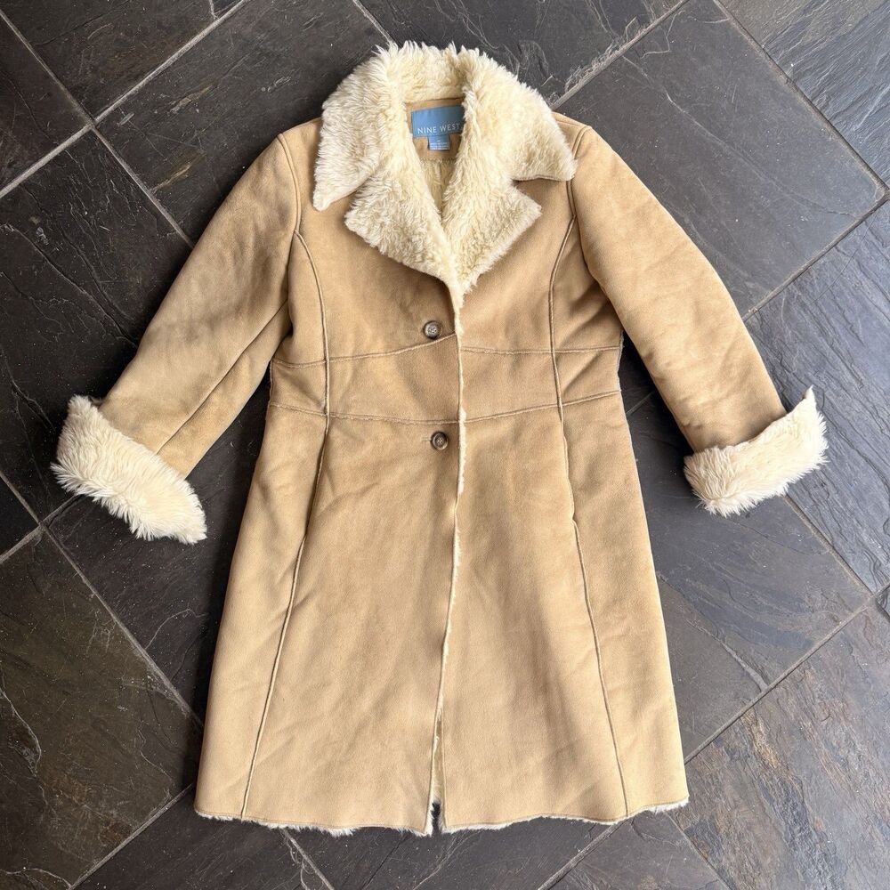 Nine West Faux Suede Long Coat Size M